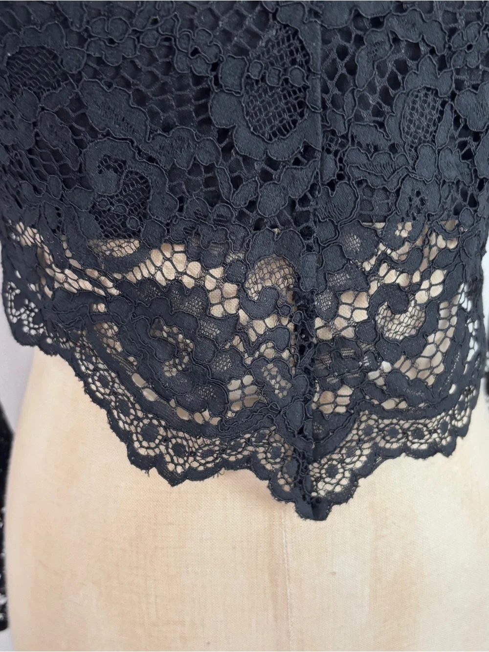 Zara Black Lace V-Neck Cropped Top- Size S